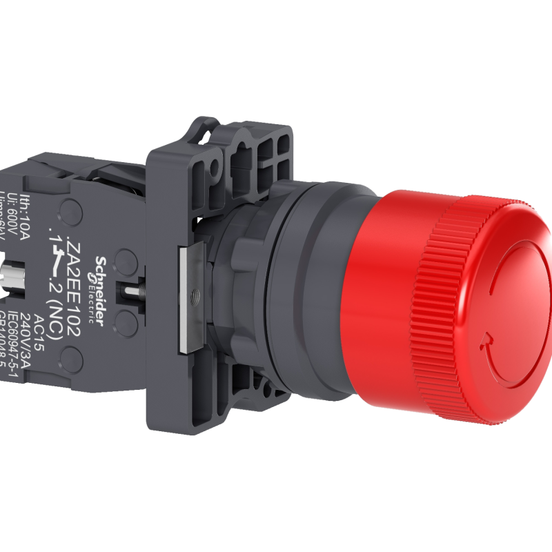 BOTÃO Ø22MM PLÁSTICO, EMERGÊNCIA, COGUMELO Ø30MM, VERMELHO, NF XA2ES442