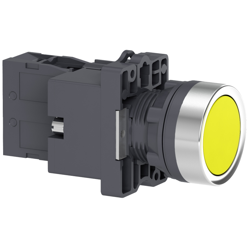 Botão luminoso Ø22mm plástico, retorno por mola, âmbar, NA, 24VCA/CC