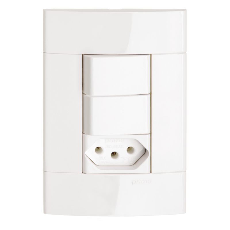 Conjunto 2 Interruptores Simples + Tomada PRM044721 Schneider