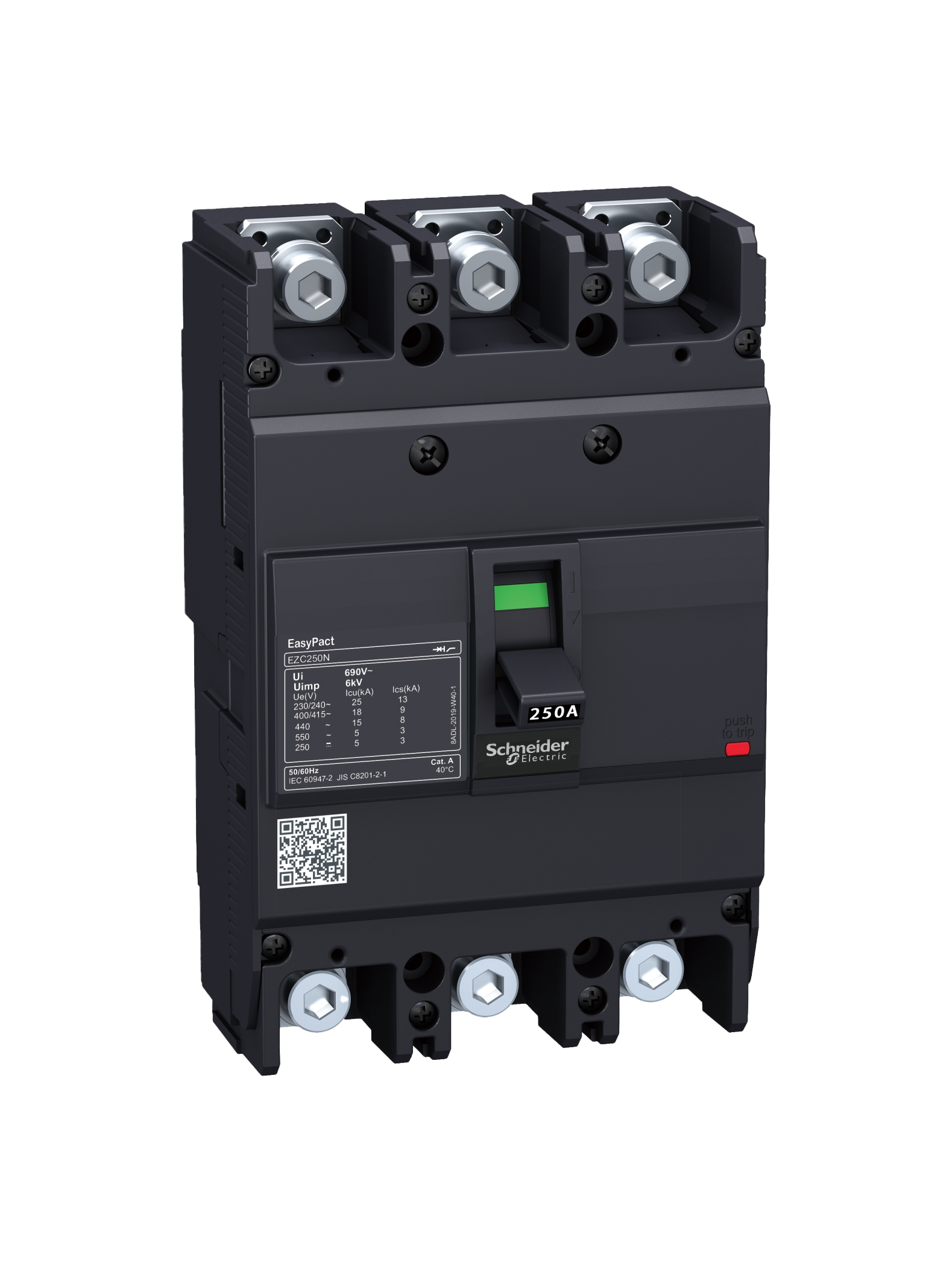 Disjuntor MG EZC250 36KA 415V 3P 175ª EZC250H3175 Schneider