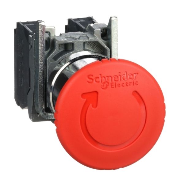 Botão Ø22Mm Metálico, Emergência, Girar Para Destravar, Cogumelo Ø40Mm, Vermelho, Na+Nf