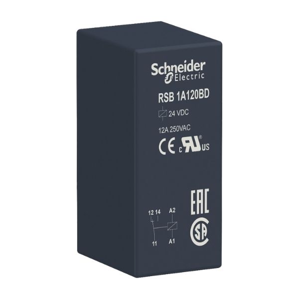Relé De Interface, 12A, 1Naf, 24Vcc Rsb1A120Bd Schneider